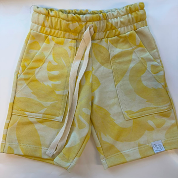 Bermuda Infantil Masculina Estampada Amarelo Folhas - TD174
