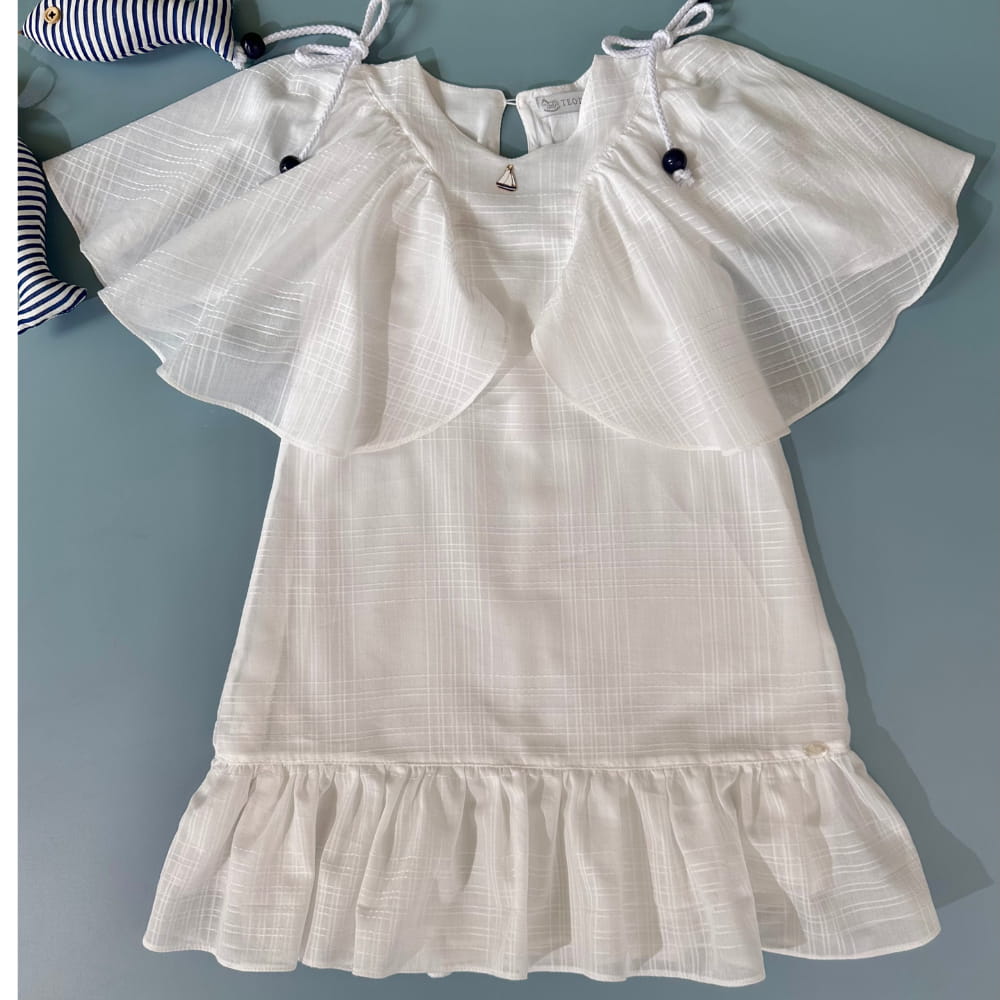 Vestido manga evasê branco  - TD152