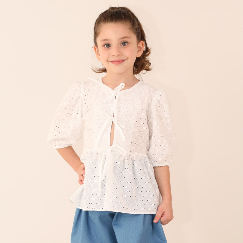 Blusa Infantil Em Lese Com Laços - TD68