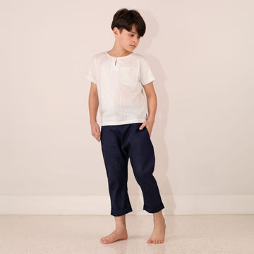 Calça Masculina Saruel Marinho Linho Puro - TD97
