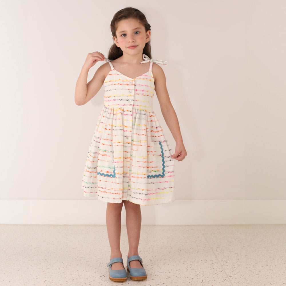 Vestido Infantil Bordado com Alcinhas Charmosas - TD32