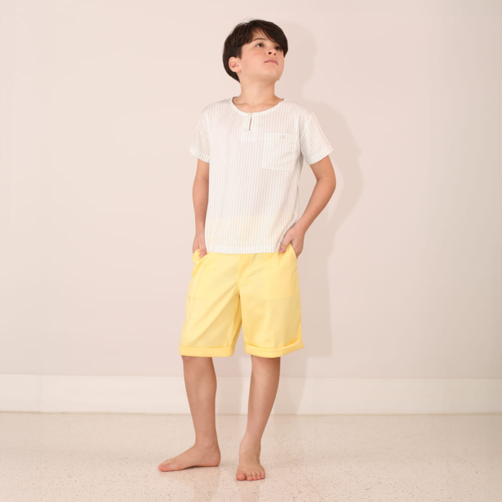 Bermuda Masculina Sarja com Elastano Amarela - TD101