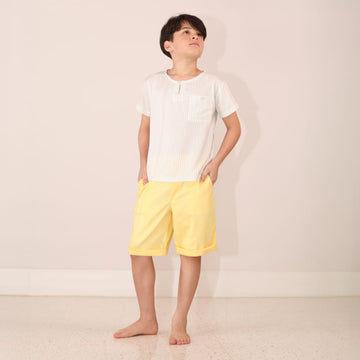 Bermuda Masculina Sarja com Elastano Amarela - TD101