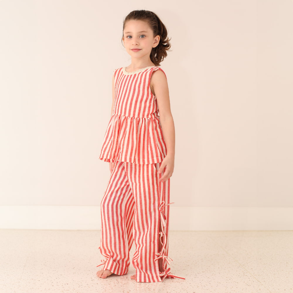 Conjunto Infantil Listrado com Laços - TD47