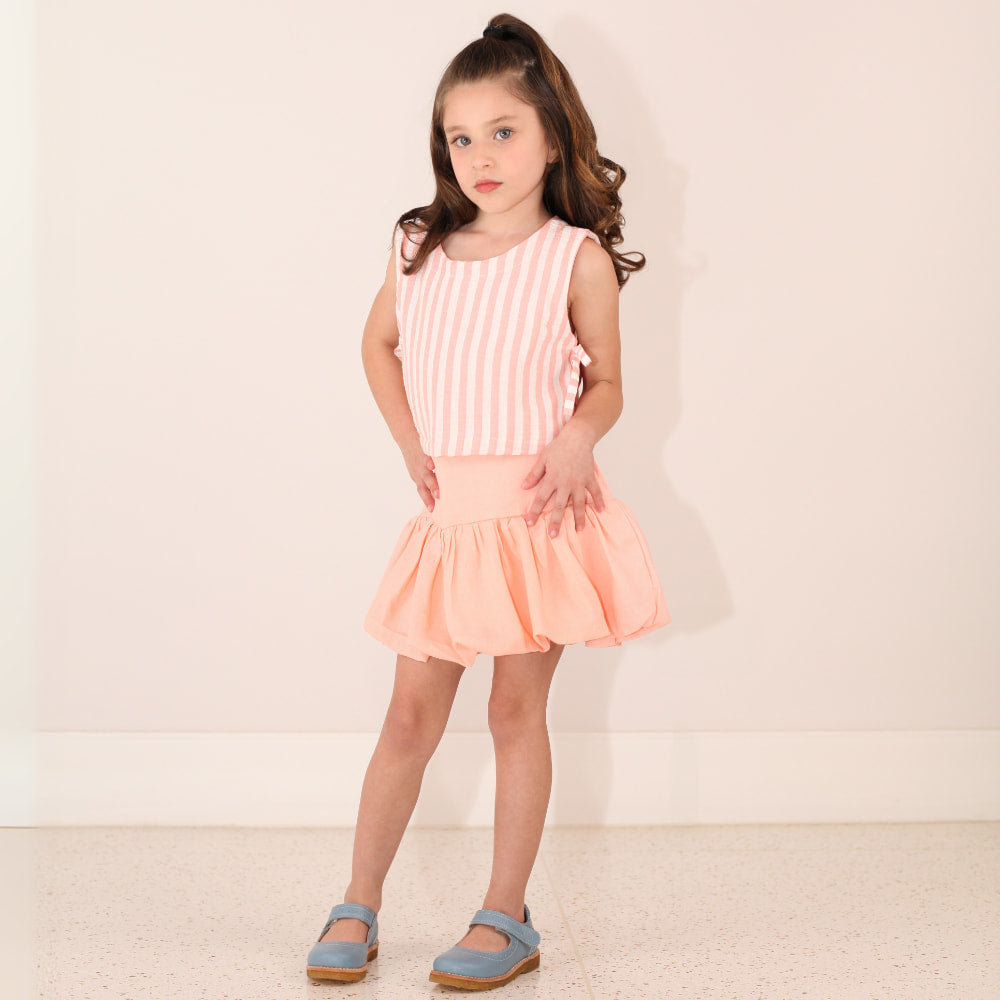 Conjunto Infantil com Saia Balonê e Blusa Listrada - TD50