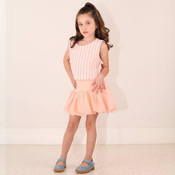 Conjunto Infantil com Saia Balonê e Blusa Listrada - TD50