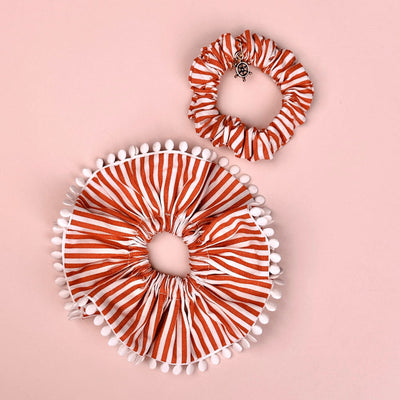 Kit Scrunchie Leme Listrado Vermelho