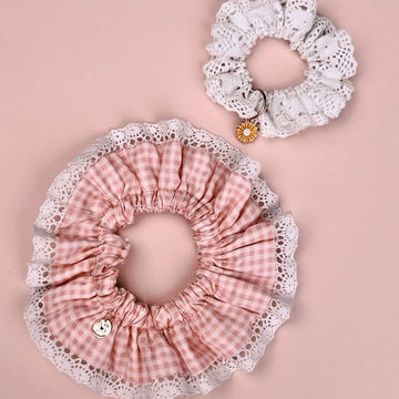 Kit Scrunchie Rendinha Vichy Rosa