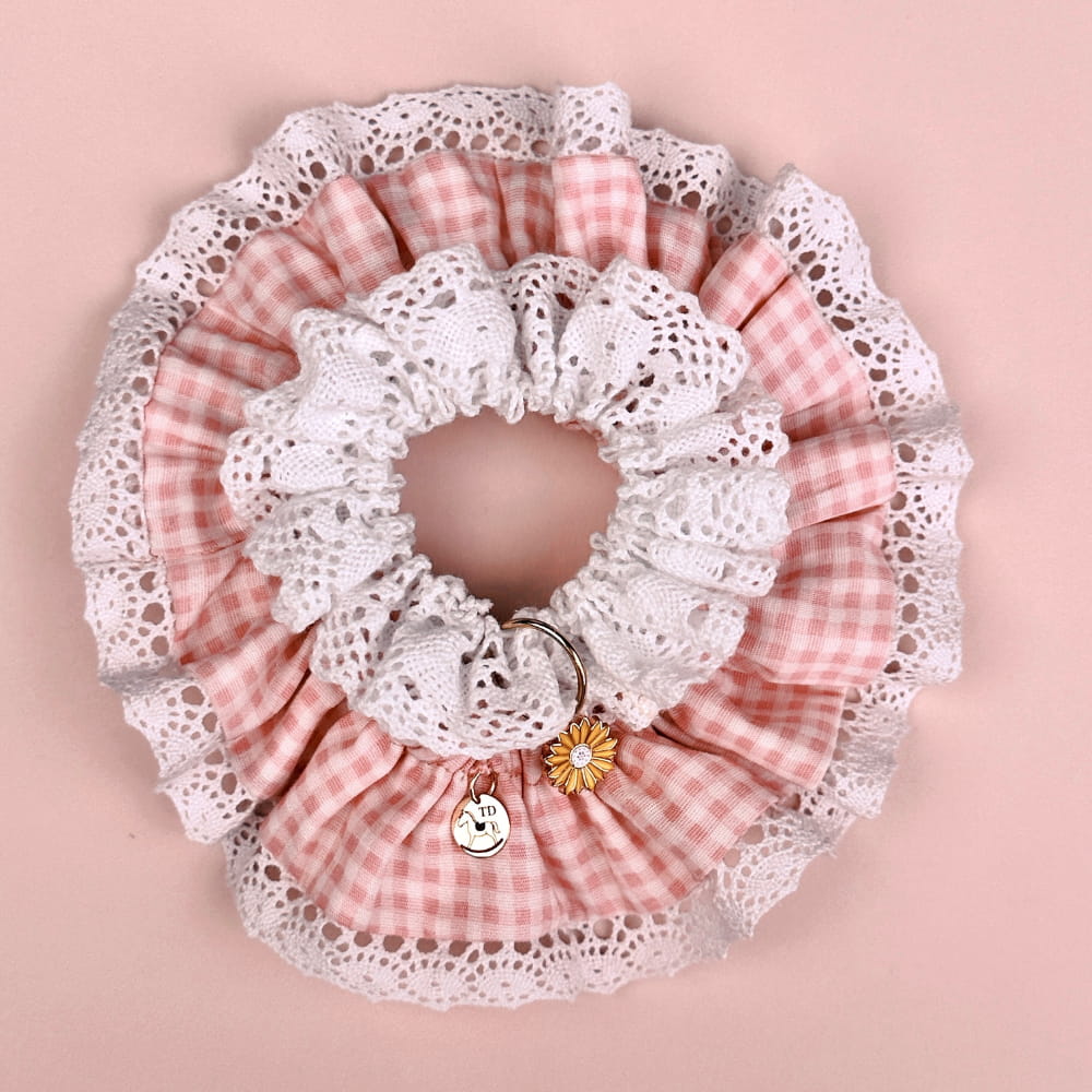 Kit Scrunchie Rendinha Vichy Rosa