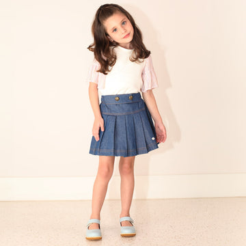 Saia Infantil Pregueada em Jeans - TD38