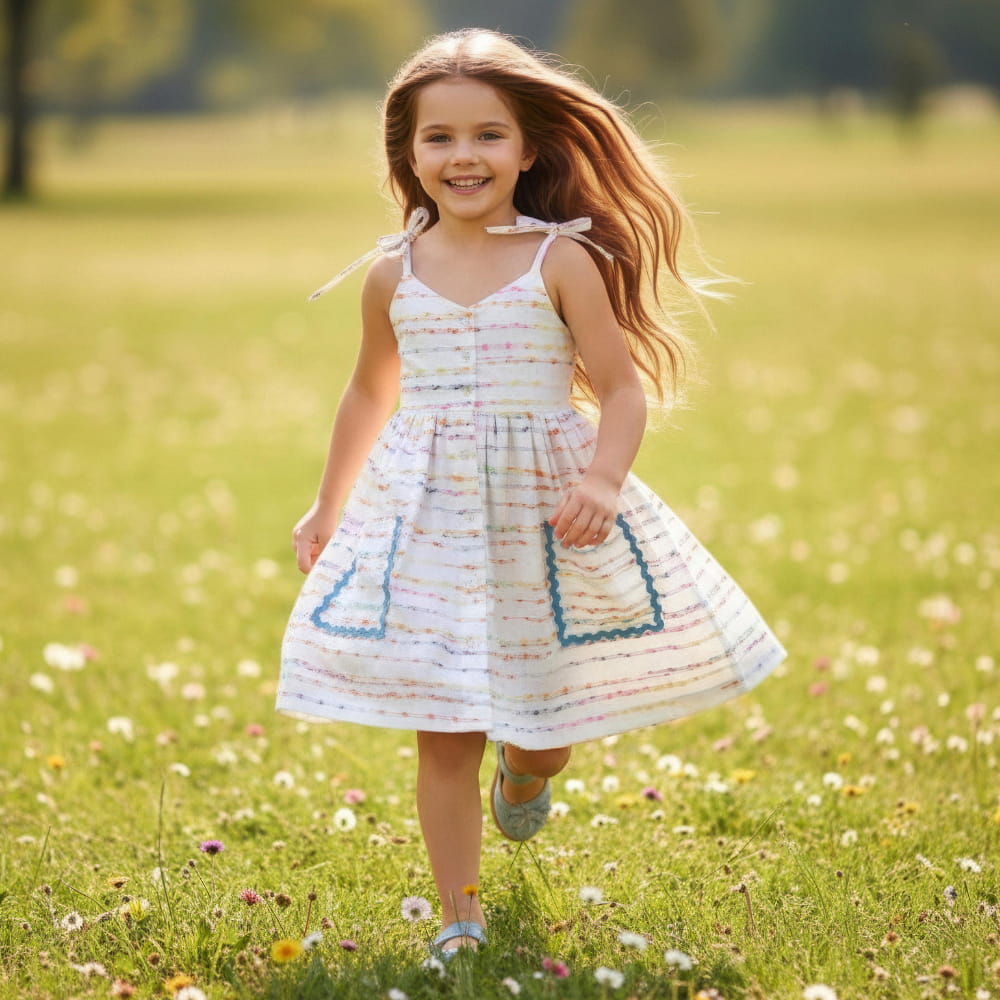 Vestido Infantil Bordado com Alcinhas Charmosas - TD32