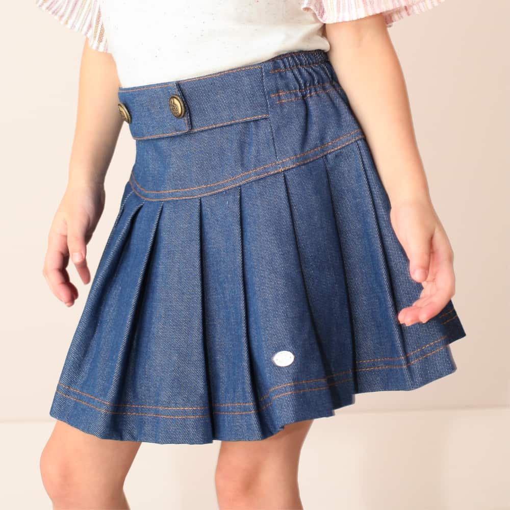 Saia Infantil Pregueada em Jeans - TD38