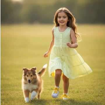 Vestido Infantil em Fustão com Telinha Charmosa - TD33