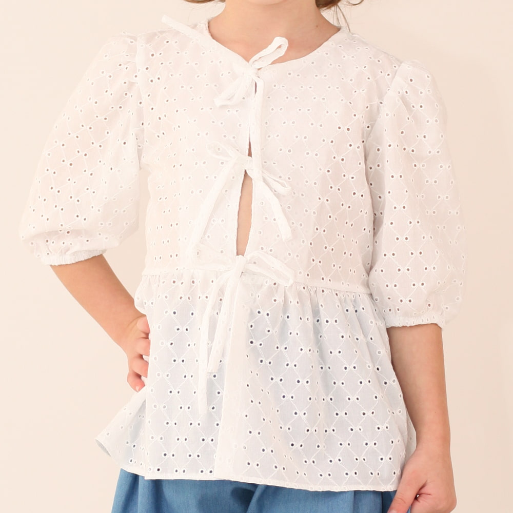 Blusa Infantil Em Lese Com Laços - TD68