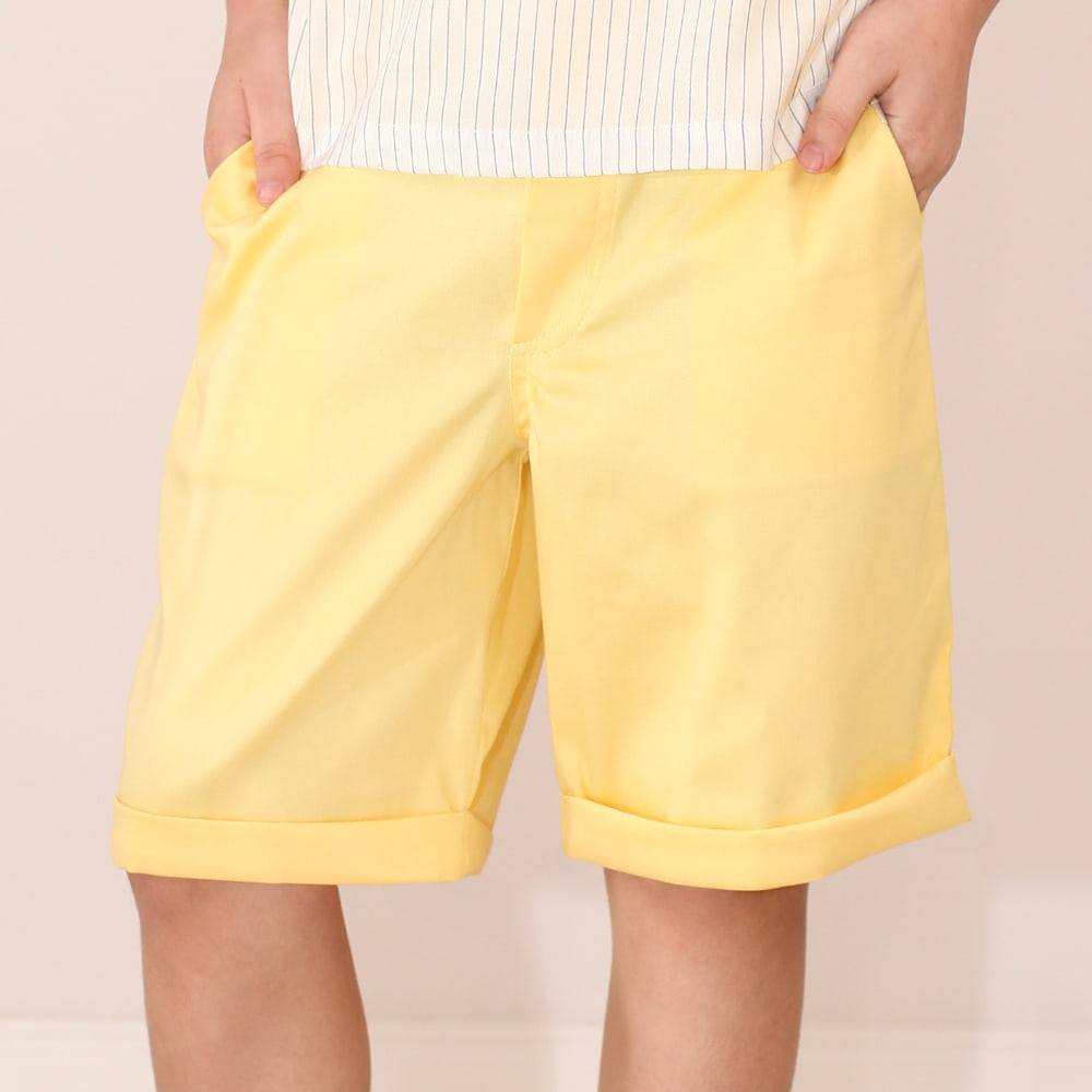 Bermuda Masculina Sarja com Elastano Amarela - TD101