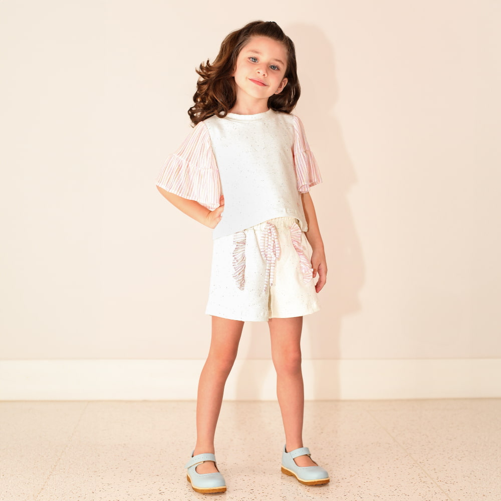 Conjunto Infantil com Mangas e Detalhes em Tule de Malha - TD49