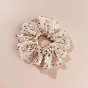 Scrunchie Paetê Dourado