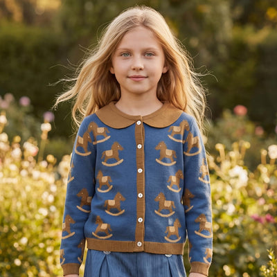 Cardigan Infantil Feminino Tricot Jacquard - TD157