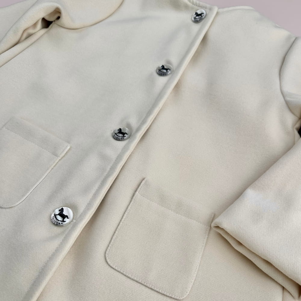 Sobretudo Infantil Off-White em Lã Forrado com Botões Madrepérola - TD164