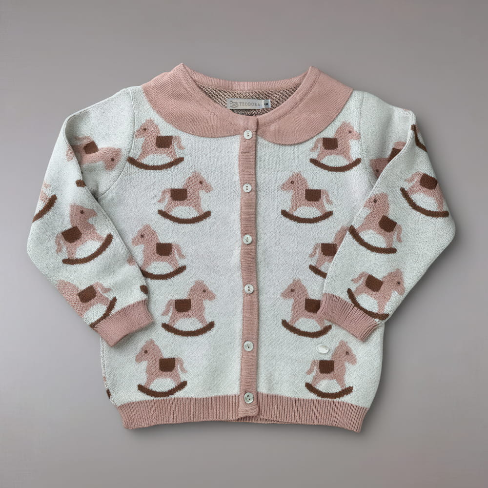Cardigan Infantil Feminino Tricot Jacquard - TD150