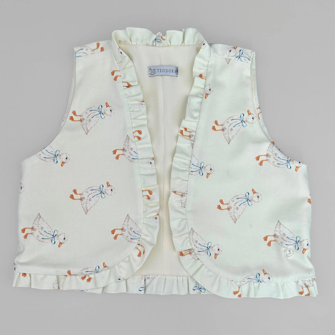 Colete Infantil Sarja com Babados Off – Estampa Patinhos - TD190