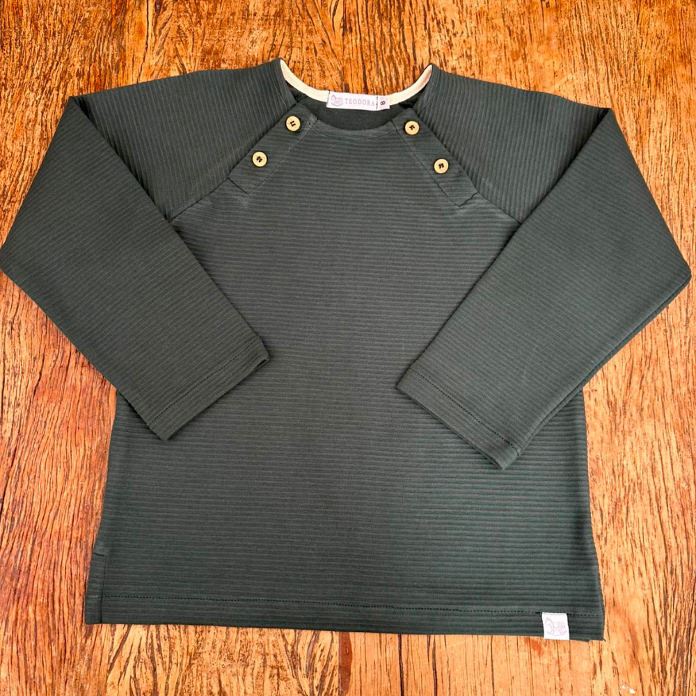 Blusa Infantil Masculina Canelada Verde Botões - TD171