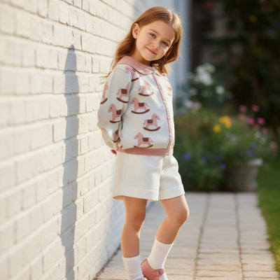 Cardigan Infantil Feminino Tricot Jacquard - TD150