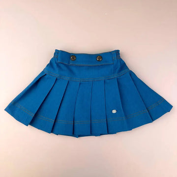 Saia Infantil Jeans Plissada Elegante Azul Jeans - TD179