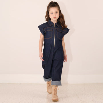 Macacão Jeans Infantil com Cinto - TD42