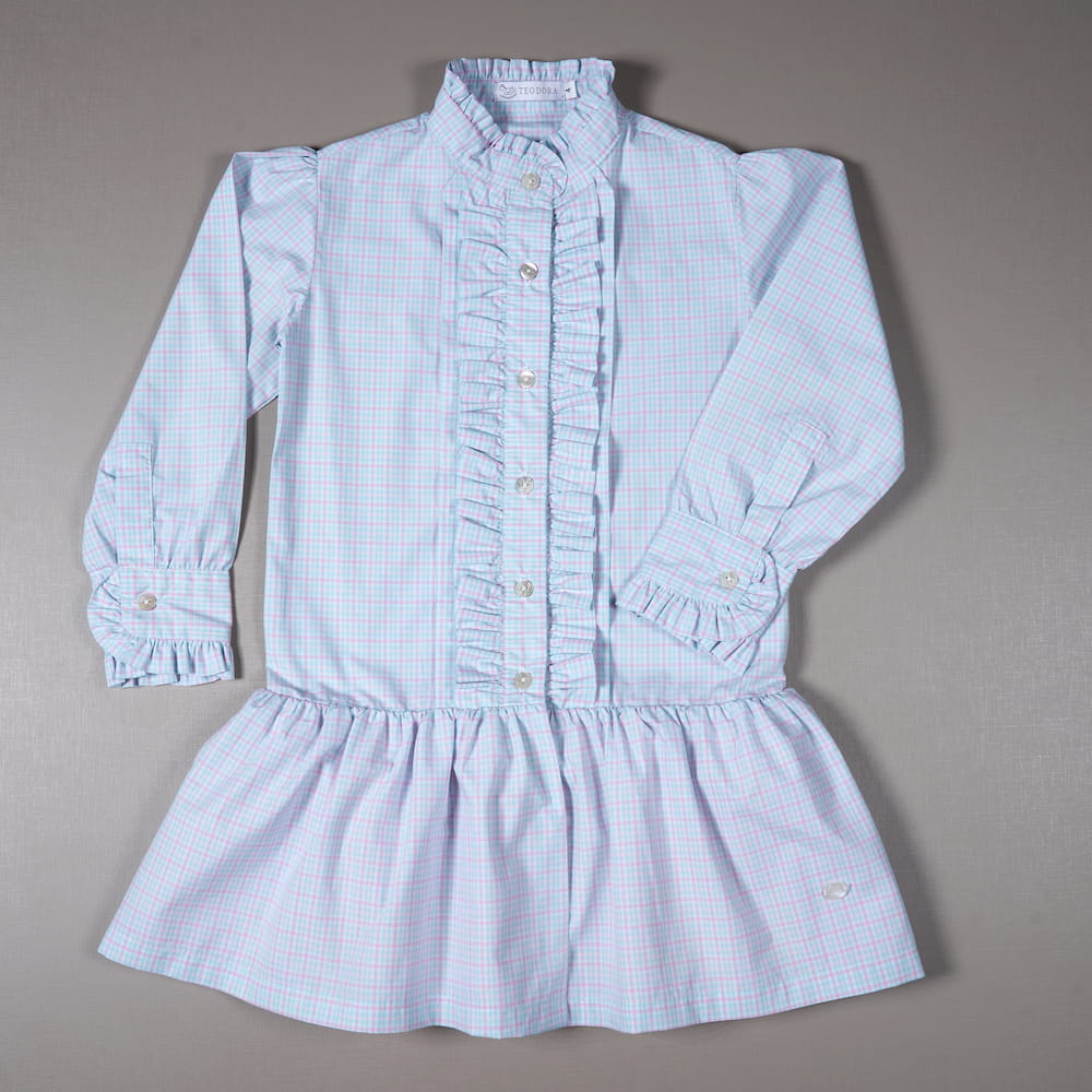 Vestido Infantil Xadrez Manga Longa - TD25
