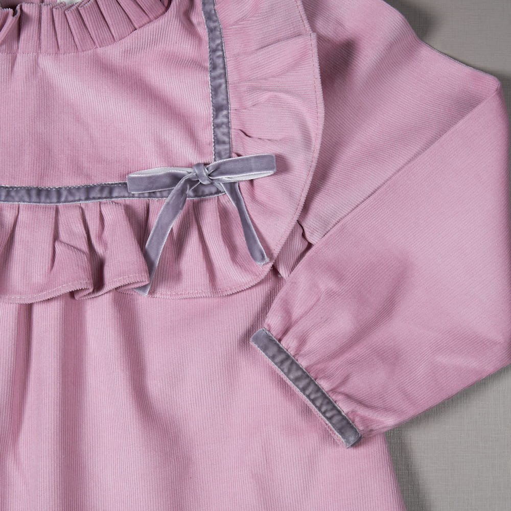 Vestido Infantil em Veludo com Babados Encantadores Manga Longa - TD36