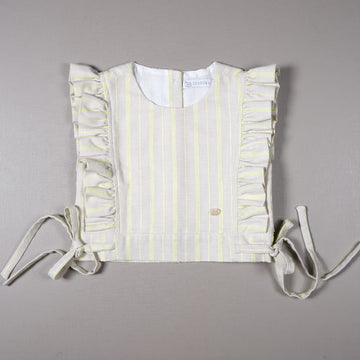 Blusa Infantil De Linho Com Babados E Laços - TD62