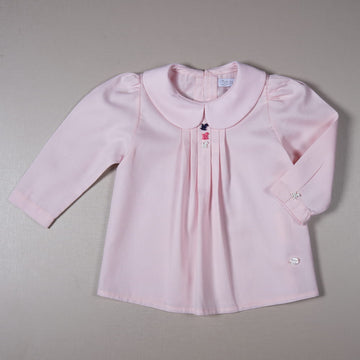 Camisa Infantil Em Fustão Com Gola Peter Pan E Mangas Longas - TD56