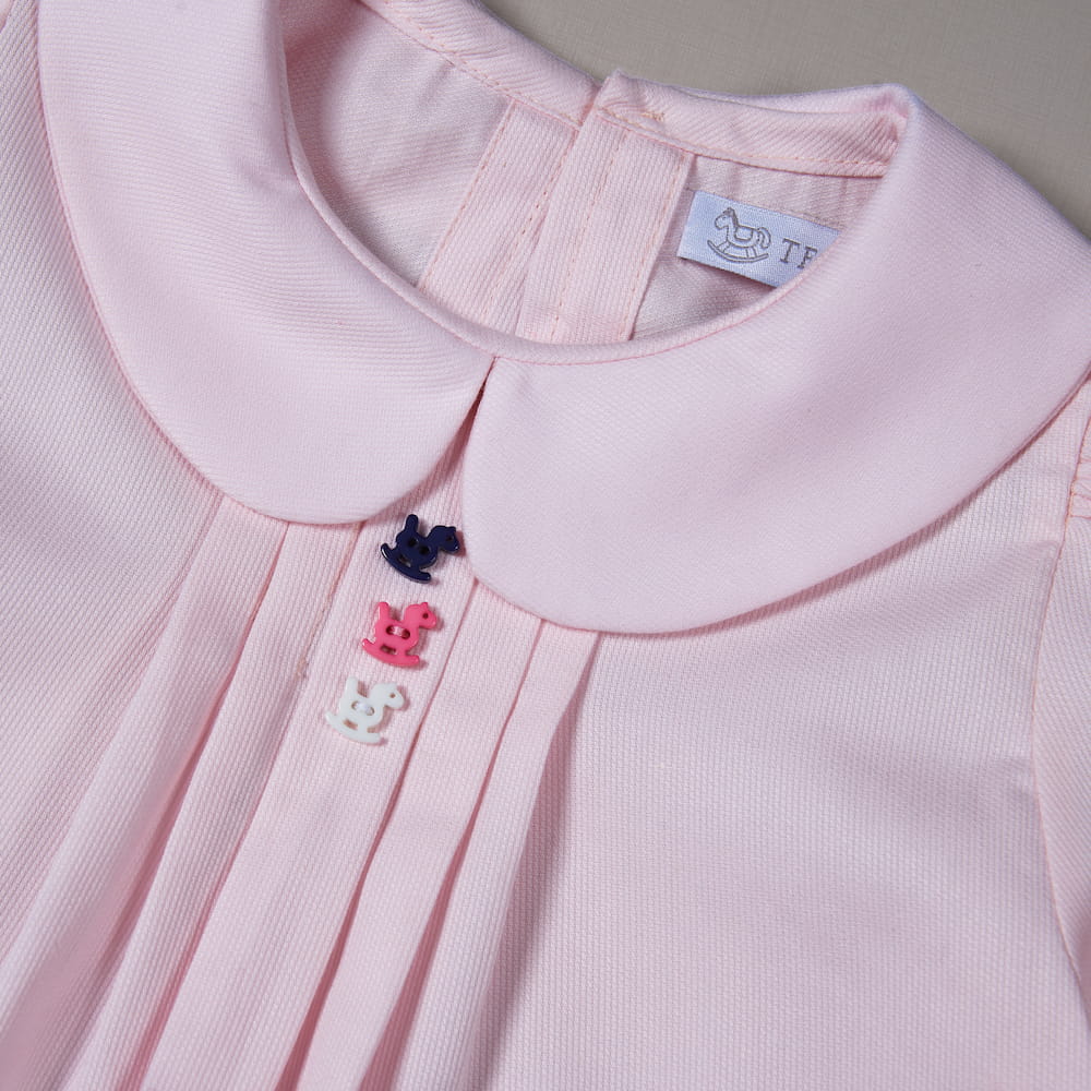 Camisa Infantil Em Fustão Com Gola Peter Pan E Mangas Longas - TD56