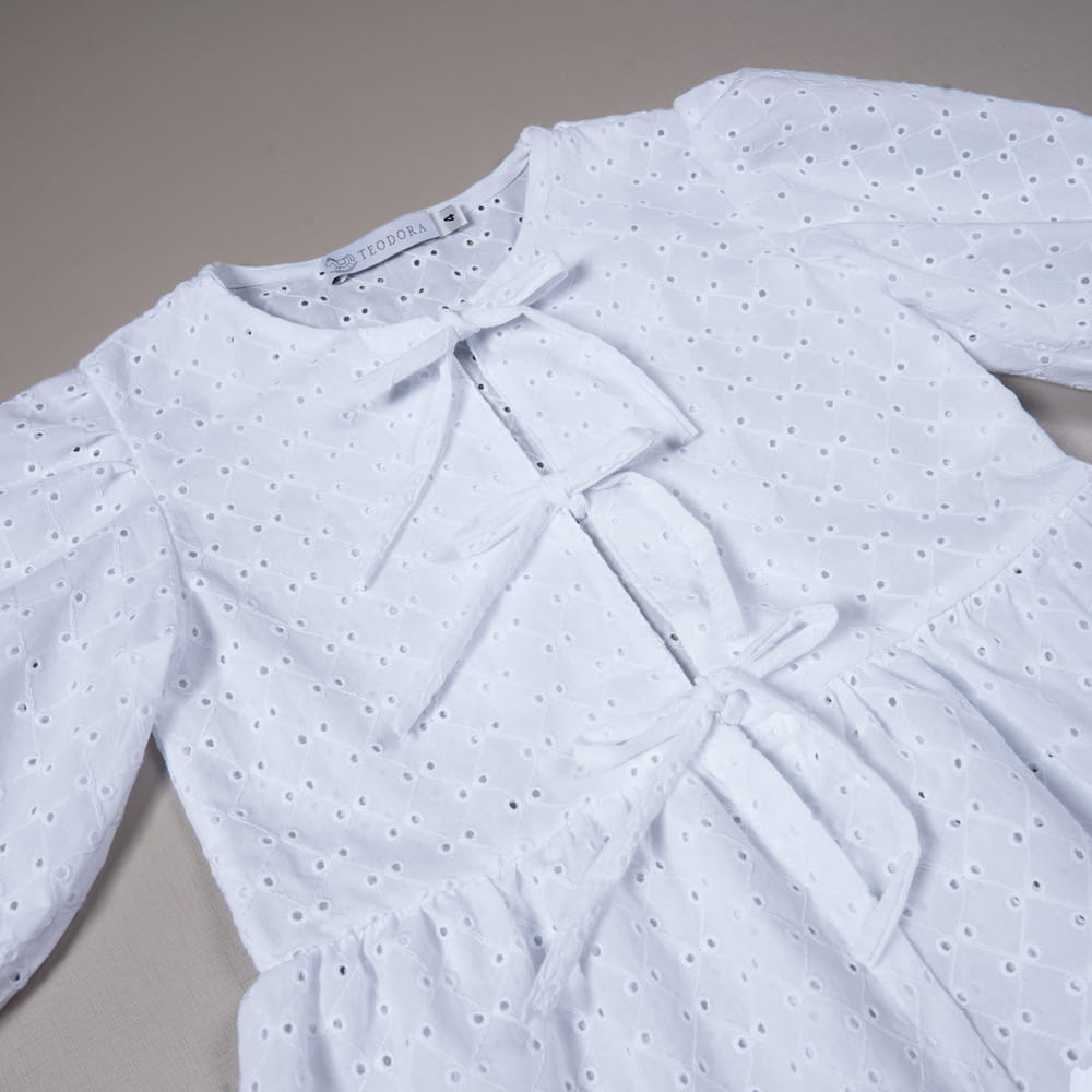 Blusa Infantil Em Lese Com Laços - TD68