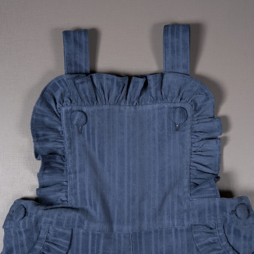 Jardineira Infantil em Veludo Cotelê com Babados - TD46