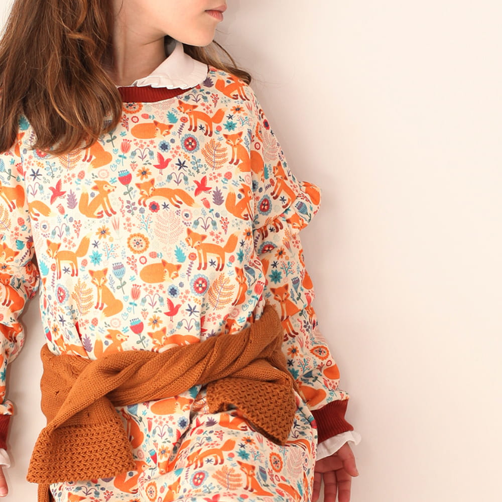 Vestido Moletom Infantil Estampado Raposa com Bolsos- TD28