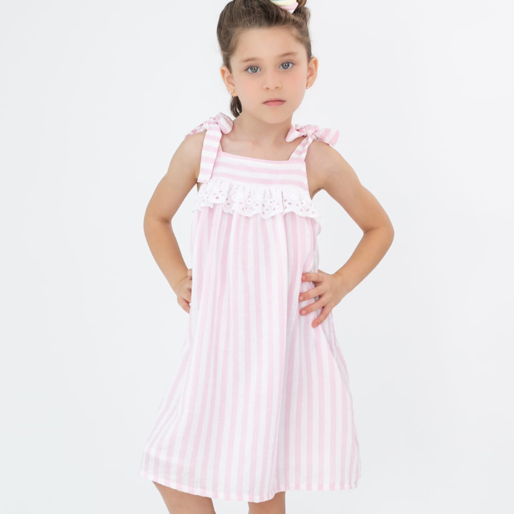 Vestido Infantil Listrado Prático e Encantador - TD31