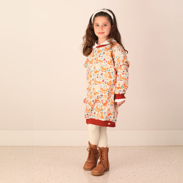 Vestido Moletom Infantil Estampado Raposa com Bolsos- TD28