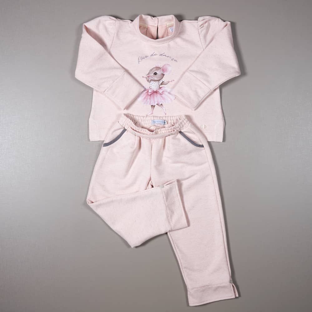 Agasalho Moletinho Rosa Mescla Estampa Ballet TD126