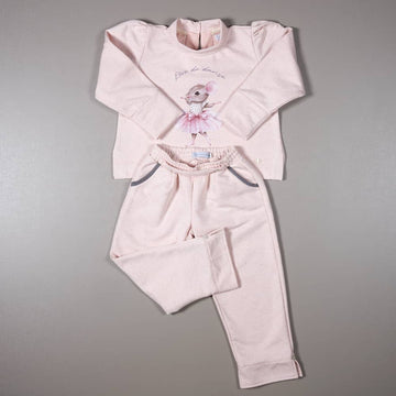 Agasalho Moletinho Rosa Mescla Estampa Ballet TD126