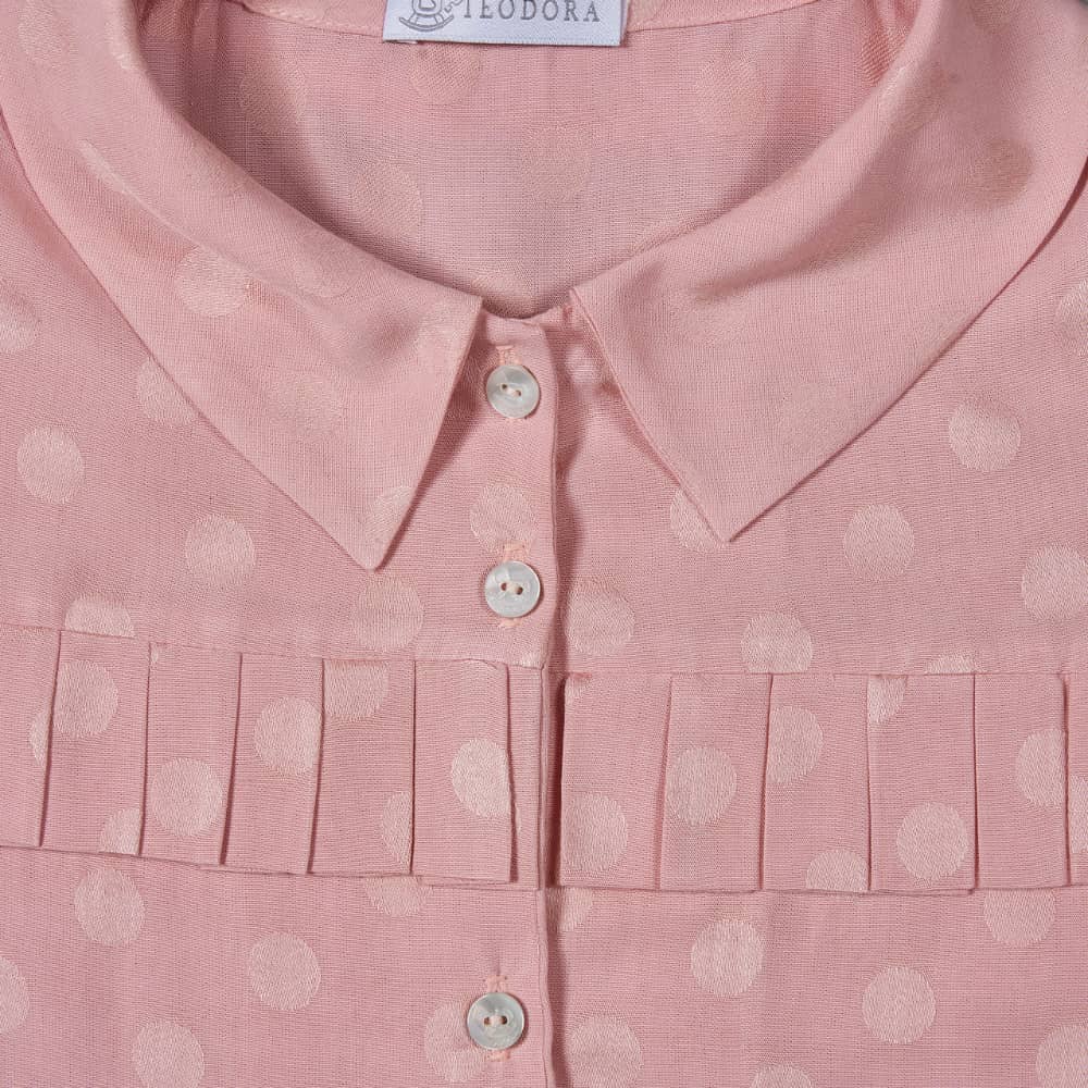 Camisa Poá com Preguinhas Rosê TD127