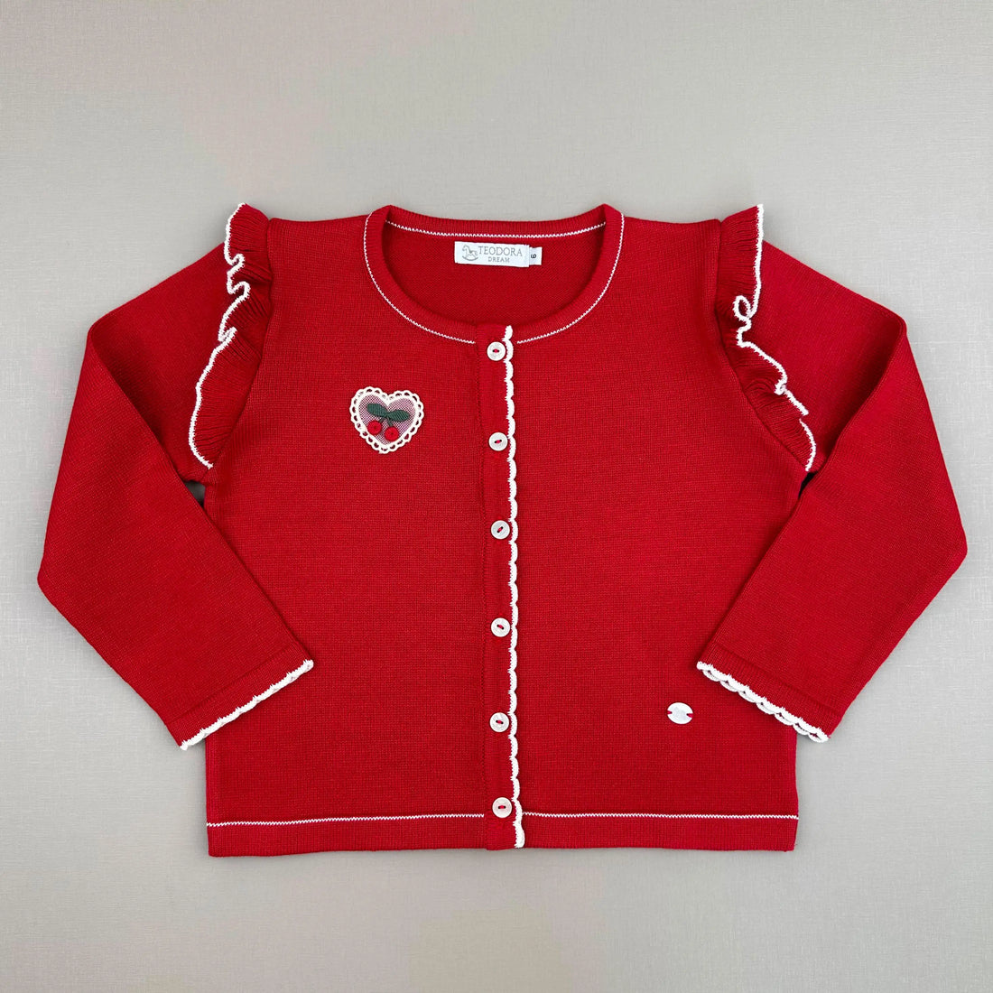 Cardigan Charmoso Cereja Vermelho Detalhes Off - TD183